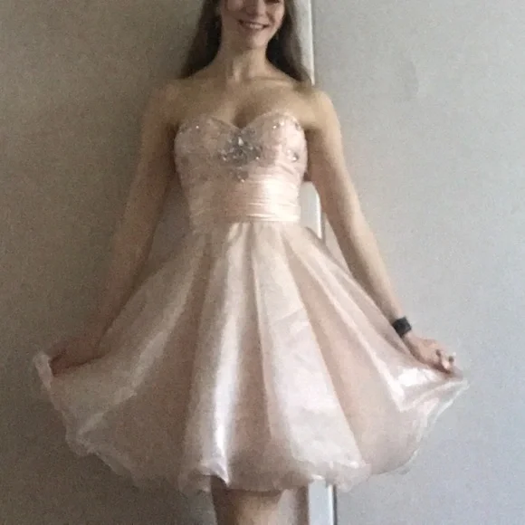 chinese dress ladies Pink Lace Short Prom Dress, High Low Evening Dress Custom Size / Pink